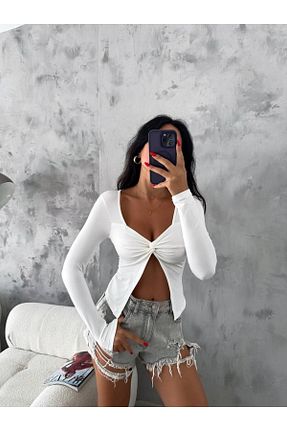 بلوز سفید زنانه ساده ELBEY - کد 858833549