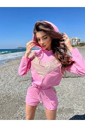 ست بالاتنه و پائین تنه صورتی زنانه بافتنی LAST POINT LİFE - کد 65740137