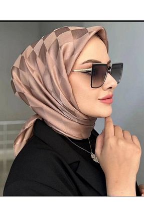 روسری قهوه ای 100 x 100 Aknur ipek - کد 815166857