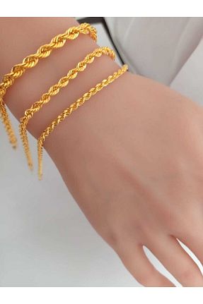 دستبند طلا طلائی زنانه 14 عیار Nisanur Altın - کد 674910367