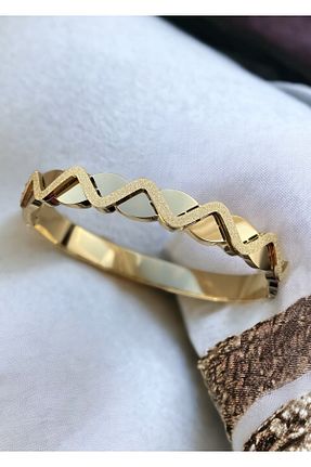 دستبند استیل (فولاد) طلائی زنانه استیل ضد زنگ İNN JEWELLERY - کد 775848755