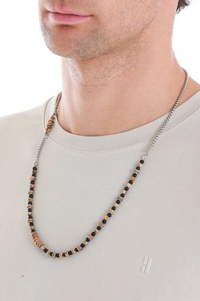 گردنبند جواهر قهوه ای مردانه استیل ضد زنگ Hatemoğlu - کد 858956725