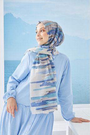 شال آبی زنانه پلی استر Cardion - کد 845397781