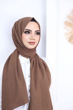 شال قهوه ای زنانه پنبه ای feronis - کد 744115267