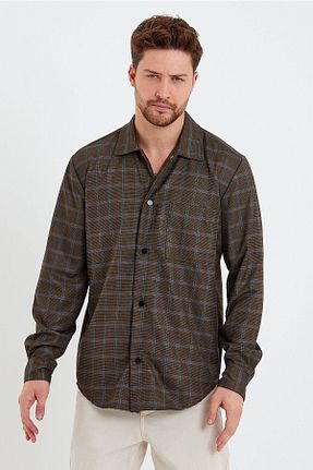 پیراهن قهوه ای مردانه Overshirt Plus Ninety - کد 445475957