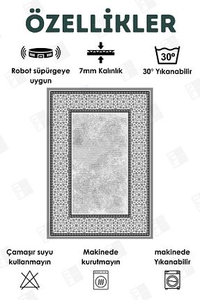 فرش طوسی قابل شستشو Bir Aksesuar - کد 796055793