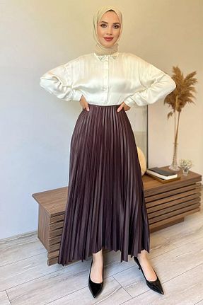 دامن حجاب قهوه ای زنانه Jile Genel Markalar - کد 858879966