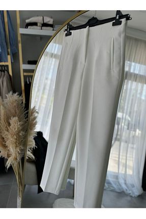 شلوار پارچه ای سفید زنانه بلند Butik - کد 849139054