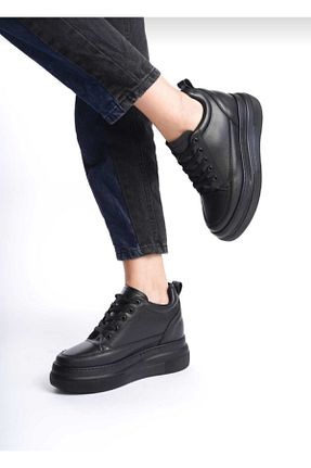 کفش اسنیکر مشکی زنانه بند دار BENNU DERMO FASHİON - کد 855084874