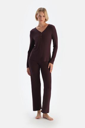 ست لباس راحتی بنفش زنانه ساده Dagi - کد 858936040