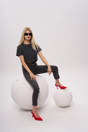 شلوار طوسی زنانه پارچه OlaFre - کد 810247417