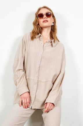 پیراهن بژ زنانه اورسایز EDITION - کد 692751748