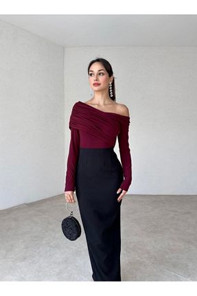 لباس زرشکی زنانه بافتنی Afiş Butik - کد 857040824