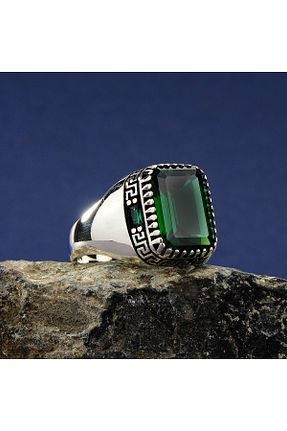 انگشتر نقره سبز مردانه زیرکن Metay Silver - کد 853899730