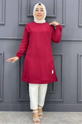تونیک سایز بزرگ زرشکی زنانه بافتنی GGMM - کد 825586910