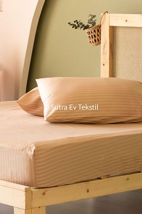 ست ملحفه دونفره بژ پنبه - ساتن sutra - کد 789381593