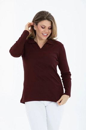 بلوز سایز بزرگ زرشکی زنانه سایز بزرگ BANEGA - کد 855560176