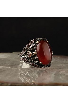 انگشتر نقره قرمز مردانه عقیق RevSilver - کد 695811162