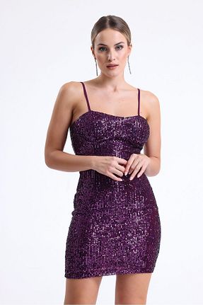 لباس مجلسی و فارغ التحصیلی بنفش زنانه بند دار Sense - کد 786365668