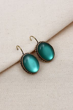 گوشواره جواهر سبز روکش طلا Süspüs Accessories - کد 859018711
