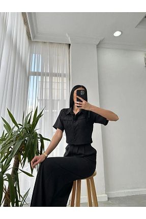 ست بالاتنه و پائین تنه مشکی زنانه بافتنی Genel Markalar - کد 675114472
