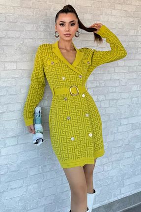 لباس سبز زنانه بافتنی GÜLSELİ - کد 859094569