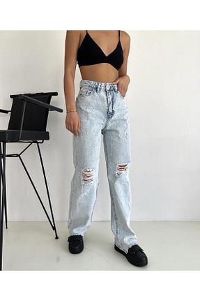 شلوار جین آبی زنانه پاچه پهن jean shop - کد 744414592