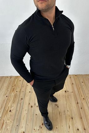 پلیور مشکی مردانه ساده VİP LOKAL - کد 858558852