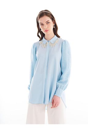 تونیک حجاب آبی زنانه پلی استر Kayra - کد 815158955
