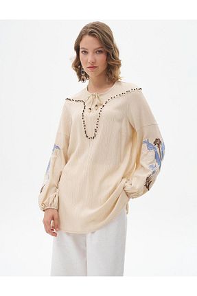 پیراهن حجاب بژ زنانه رگولار Kayra - کد 839931776