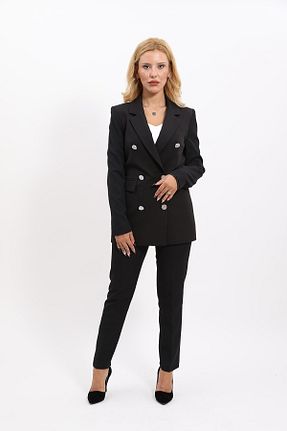 کت و شلوار مشکی زنانه یقه کتی ÖNDER ÖZSOY - کد 247748938