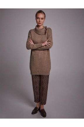 تونیک حجاب قهوه ای زنانه بافتنی Kayra - کد 771583999