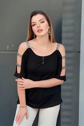 بلوز سایز بزرگ مشکی زنانه سایز بزرگ aytemas - کد 839685528