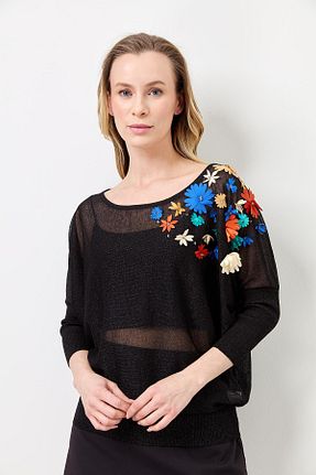 پلیور مشکی زنانه رترو Two Mail - کد 810038083