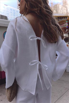بلوز سفید زنانه ساده Suud Collection - کد 828886321