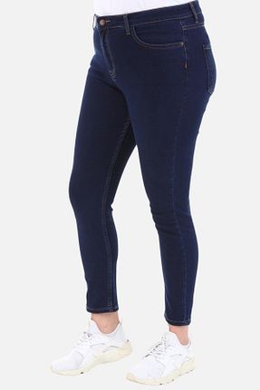 شلوار جین سایز بزرگ آبی زنانه پاچه تنگ CEDY DENIM - کد 225902652