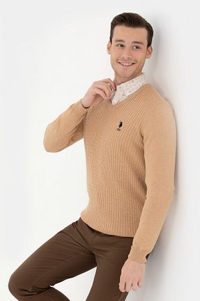 پلیور بژ مردانه ساده U.S. Polo Assn. - کد 858945175