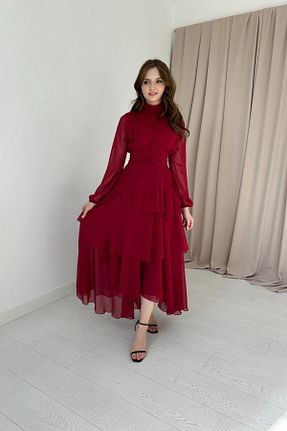 لباس زرشکی زنانه بافتنی HELİS BUTİK - کد 849424958