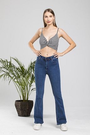 شلوار جین آبی زنانه پاچه پهن DRC trend - کد 858912591