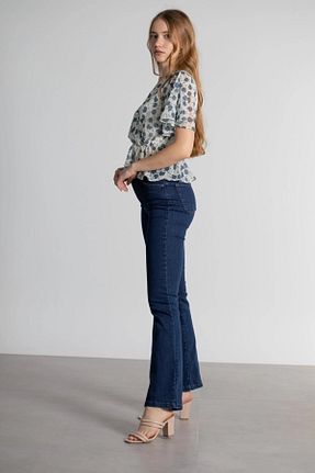 شلوار جین سرمه ای زنانه پاچه پهن DRC trend - کد 858912718