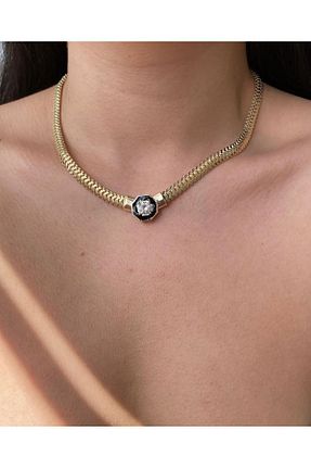 گردنبند استیل ( فولاد ) طلائی زنانه رودیوم MOD10 - کد 837346412