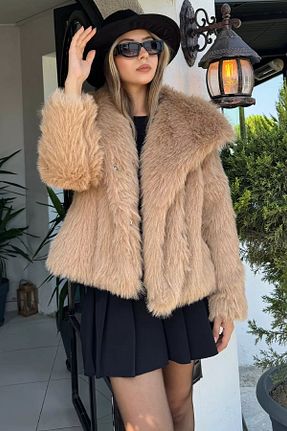کاپشن بژ زنانه پارچه GÜLSELİ - کد 858911744