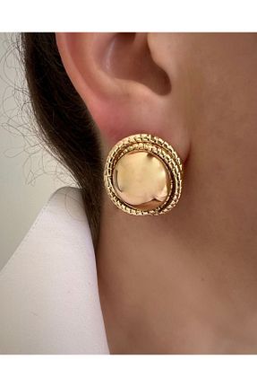 گوشواره جواهر طلائی برنجی RiRi Store - کد 834673510