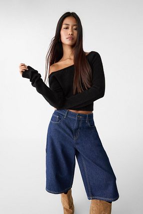 پلیور مشکی زنانه ساده Stradivarius - کد 858923368