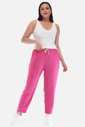 شلوار سایز بزرگ صورتی زنانه پلی استر CEDY DENIM - کد 692170879