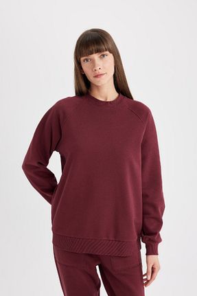 سوئیشرت زرشکی زنانه ساده Defacto - کد 849760174