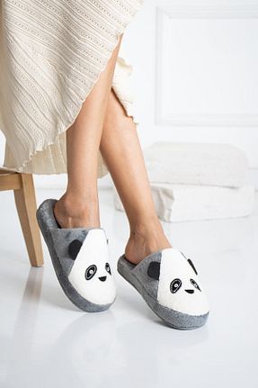 دمپائی خانگی طوسی زنانه مخملی star shoes - کد 141644484