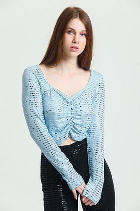 بلوز آبی زنانه ساده Sense - کد 410907309