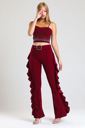 شلوار زرشکی زنانه پلی استر Sense - کد 339542363
