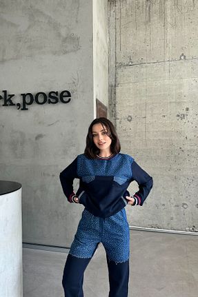 ست بالاتنه و پائین تنه سرمه ای زنانه بافت XRAY JEANS - کد 165666335